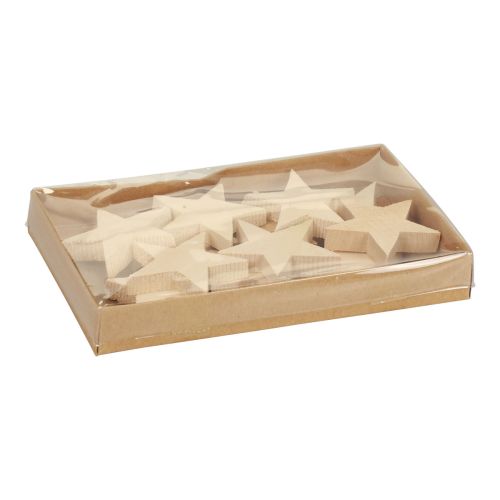 Prodotto Decorazione sparsa Stelle di Natale Stelle in legno naturale Ø5,5 cm 12 pz