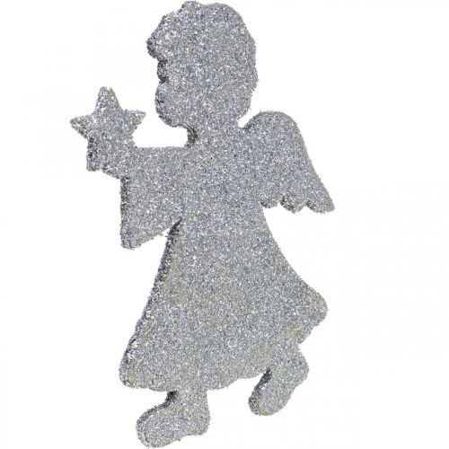 Prodotto Decorazione sparsa Decorazione angelo natalizio argento glitter H8cm 24 pz