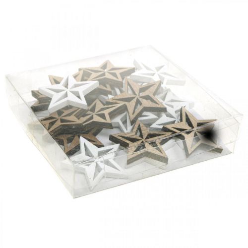 Prodotto Decorazione stelle in legno decorazione sparsa Natale bianco/naturale 3,5 cm 48 pz