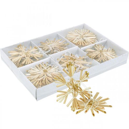 Prodotto Set stelle in paglia glitter oro Decorazioni natalizie Ø6cm 24 pz