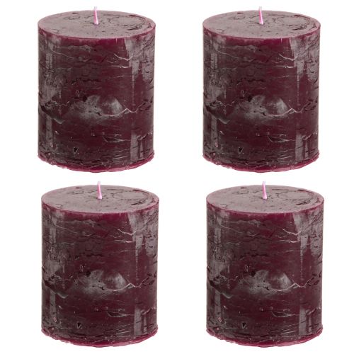 Prodotto Candele a colonna candele bordeaux tinta unita 70×80 mm 4 pz