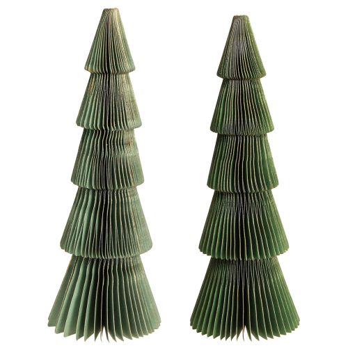 Prodotto Albero di Natale in carta nido d&#39;ape Natale verde oro H30cm 2 pezzi