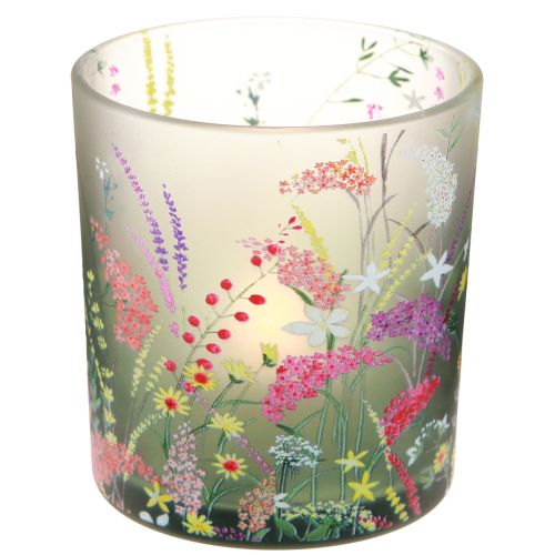 Porta tealight in vetro fiori primavera estate H8cm 6 pz