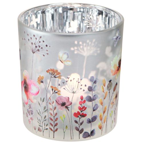 Porta tealight in vetro papavero farfalla colorato 8 cm 4 pz