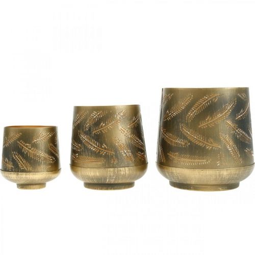 Portacandela natalizio in metallo bronzo, oro Ø13,5 / 11 /  8,5 cm, set di 3-00276