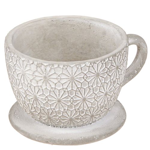 Tazza da tè decorativa in ceramica bianca lavata 12×10×8 cm 3 pz