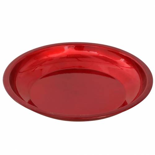 Prodotto Piatto decorativo in metallo rosso con effetto smaltato Ø23cm