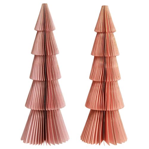 Floristik24 Decorazione da tavola Albero di Natale carta a nido d&#39;ape Albicocca Oro H30cm 2 pz