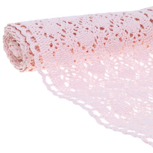 Runner da tavola all'uncinetto in pizzo rosa 30 cm x 140  cm-7182-030-ROSA