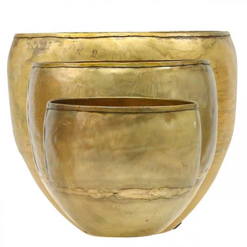 Vaso decorativo vaso in metallo ottone vintage Ø43/30cm set  di 2-06980