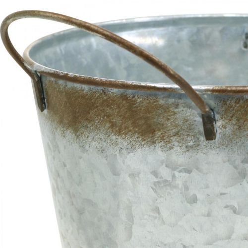 Prodotto Portavasi con manici, ciotola decorativa decorazione ruggine, vaso in metallo argento Ø26cm H25.5cm