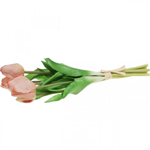 Prodotto Tulipani artificiali Real-Touch rosa pesca 38 cm mazzo da 7 pz