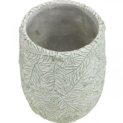 Prodotto Fioriera in ceramica verde bianco grigio rami di pino Ø12cm H17.5cm