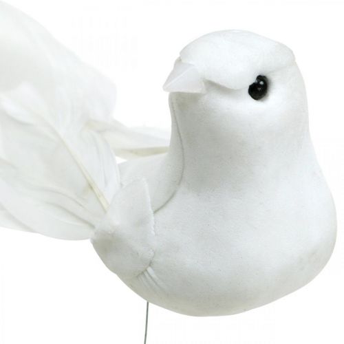 Colombe bianche, matrimonio, colombe decorative, uccelli su  filo H6cm 6pz-04207