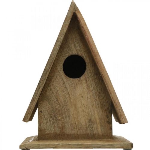 Casetta per uccelli decorativa, nido per legno naturale in  piedi H21cm-02128