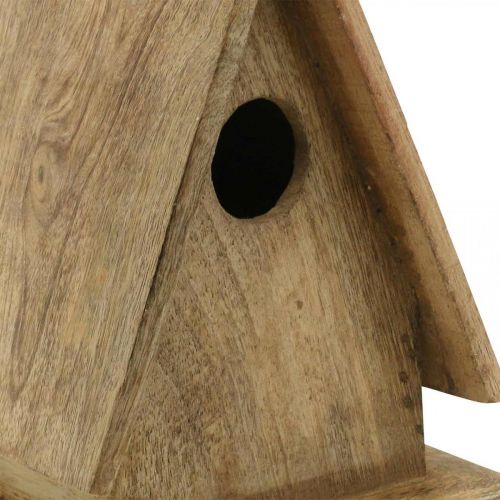 Casetta per uccelli decorativa, nido per legno naturale in  piedi H21cm-02128