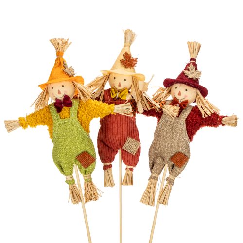 Prodotto Spaventapasseri decorativo su bastoncino, ideale per lavori manuali e piante, 60 cm.