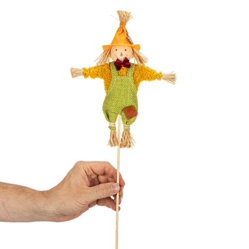 Prodotto Spaventapasseri decorativo su bastoncino, ideale per lavori manuali e piante, 60 cm.