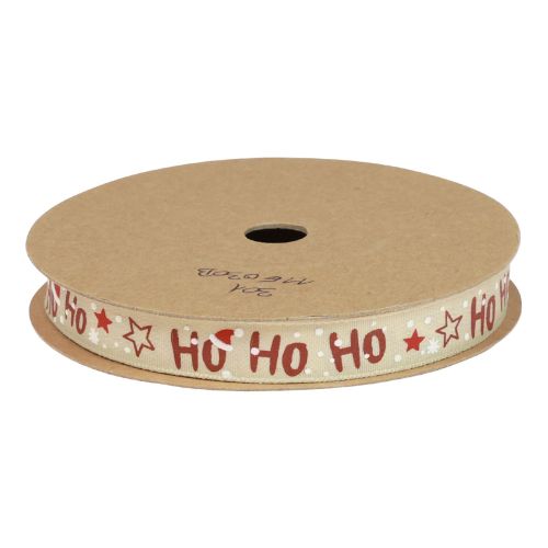 Prodotto Nastro natalizio Nastro regalo “Ho Ho Ho” beige 15 mm 15 m