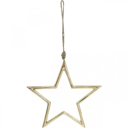 Prodotto Decorazione natalizia stella, decorazione dell&#39;Avvento, ciondolo stella d&#39;oro B24,5 cm