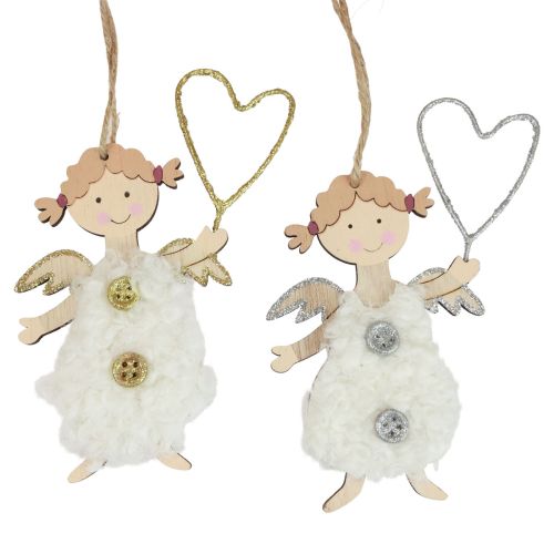 Prodotto Angelo di Natale con cuore Decorazioni per albero di Natale in legno 14,5 cm 8 pezzi