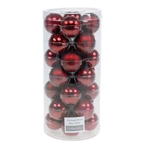 Prodotto Palline di Natale in vetro Ø4cm Mix Bordeaux 24 pz