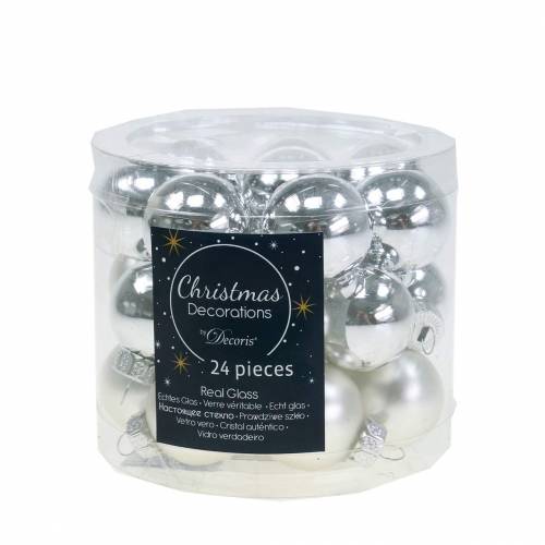 Prodotto Mini palline di Natale argento assortite Ø2,5cm 24 pz