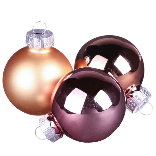 Palline di Natale mix di albicocche palline per albero di vetro Ø4cm 24 pz