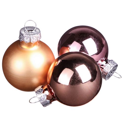 Prodotto Palline di Natale in vetro rosa albicocca mix mini Ø3cm 22 pz