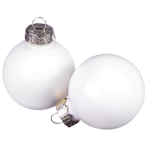 Palle di Natale in vetro smalto bianco opaco Ø4cm 24 pz