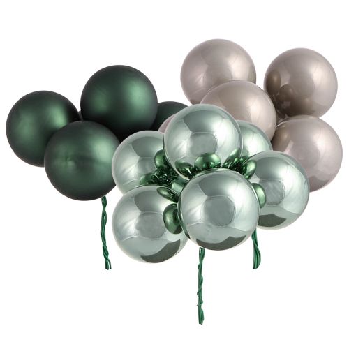 Palline di Natale su filo di vetro verde grigio Ø40mm 32 pz