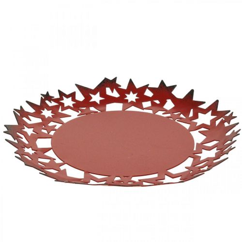 Prodotto Piatto natalizio piatto decorativo in metallo con stelle rosse Ø34cm