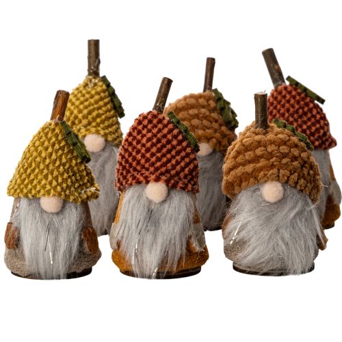 Prodotto Set di statuine di gnomi con cappello di lana e ghianda, 10 cm, 6 pezzi