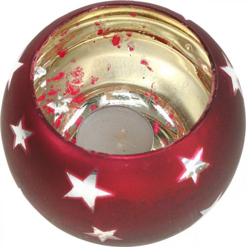 Prodotto Lanterna in vetro tealight in vetro con stelle rosse Ø12cm H9cm