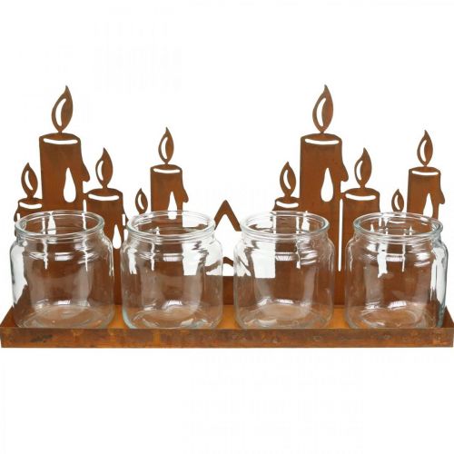 Prodotto Lanterna in metallo inserto vetro patina candele decorative L41cm