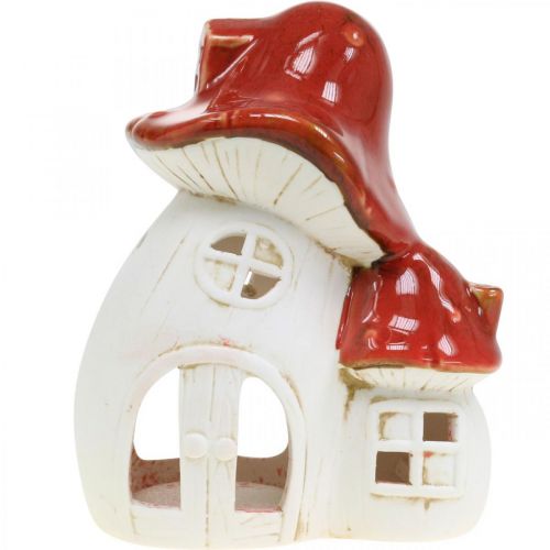 Lanterna, casa dei funghi, portacandela, decorazione autunnale, ceramica H15cm 2 pezzi