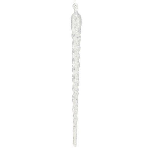 Floristik24 Ghiaccioli decorativi invernali da appendere argento trasparente 28 cm 3 pezzi