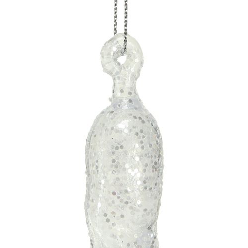 Prodotto Ghiaccioli decorativi invernali da appendere argento trasparente 28 cm 3 pezzi