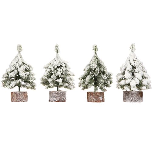 Prodotto Decorazione invernale Albero di Natale in verde bianco Ø7cm H14cm 4 pezzi