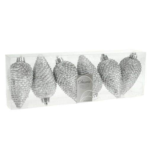 Prodotto Coni plastica argento 8 cm 6 pezzi. per appendere