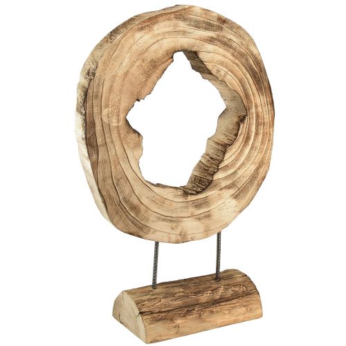 Prodotto Anello rustico in legno su supporto - Venatura del legno naturale, 54 cm - Scultura unica per un ambiente di vita elegante