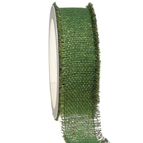 Floristik24 Nastro per gioielli con frange in oro verde nastro W40mm L15m