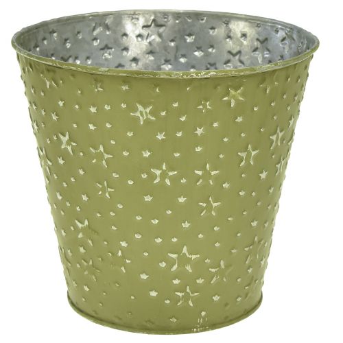 Vaso da fiori in metallo stelle verde argento Ø16cm