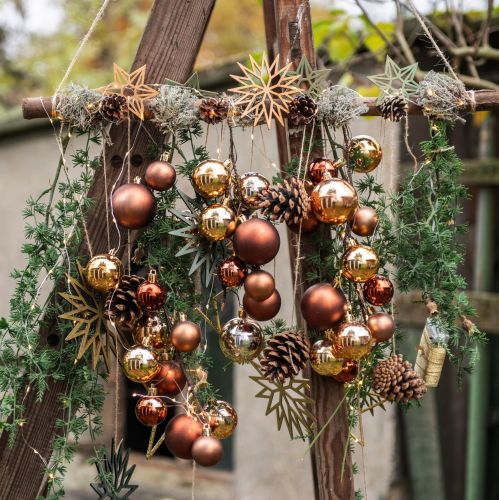 Prodotto Decorazioni per albero di Natale Decorazione fiocco di neve in legno verde 10 cm 12 pz