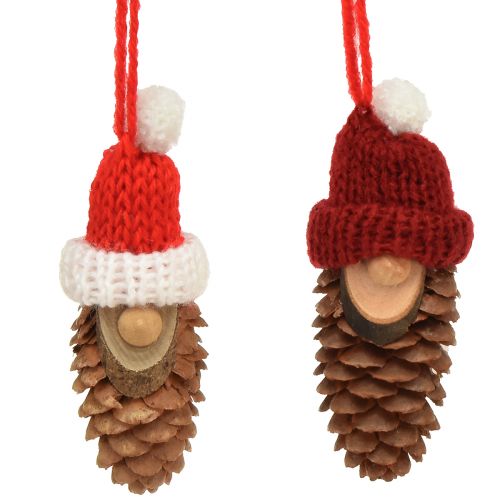 Decorazione per albero di Natale gnomo cono gnomo rosso 9 cm 12 pezzi