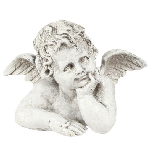 Figura decorativa di angelo Decorazione tomba in poliresina Grigio Bianco H6 cm 3 pezzi