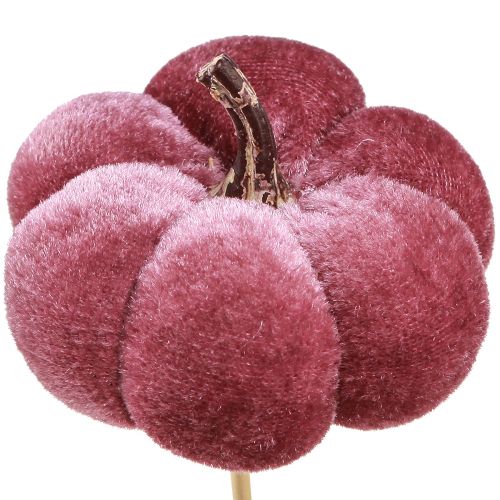 Prodotto Zucca decorativa in tessuto zucca su bastone rosa bordeaux Ø7cm 9pz