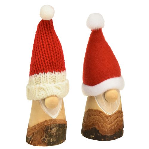 Gnomo decorativo Gnomo natalizio in legno con cappello rosso naturale 10/12 cm 4 pezzi