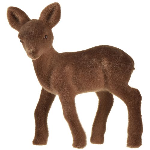 Figura decorativa cervo fulvo floccato marrone Figure natalizie 10,5 cm 6 pz