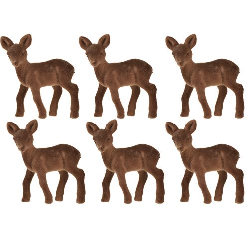 Prodotto Figura decorativa cervo fulvo floccato marrone Figure natalizie 10,5 cm 6 pz